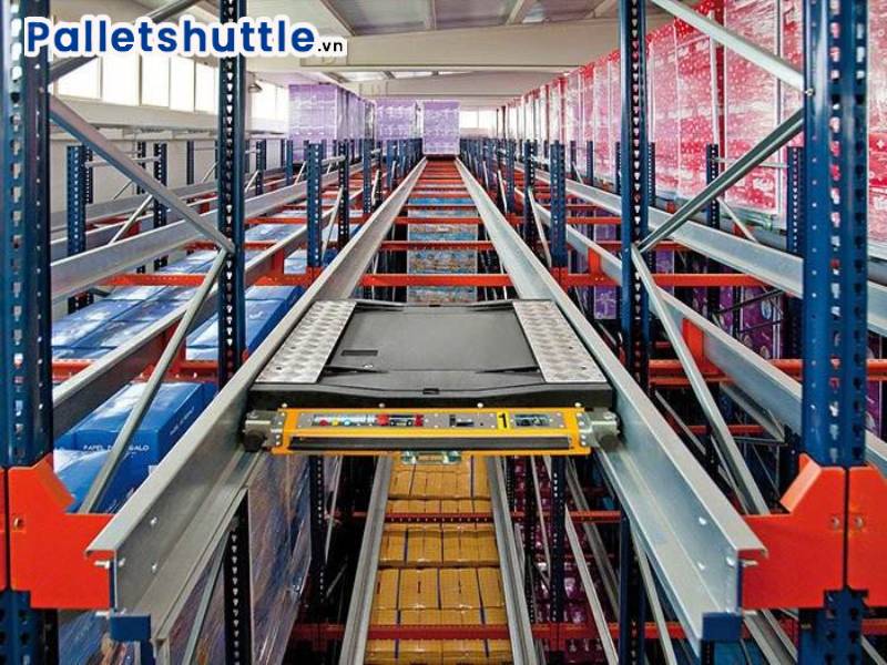 Hệ thống kệ Radio pallet shuttle được ứng dụng trong nhiều kho hàng
